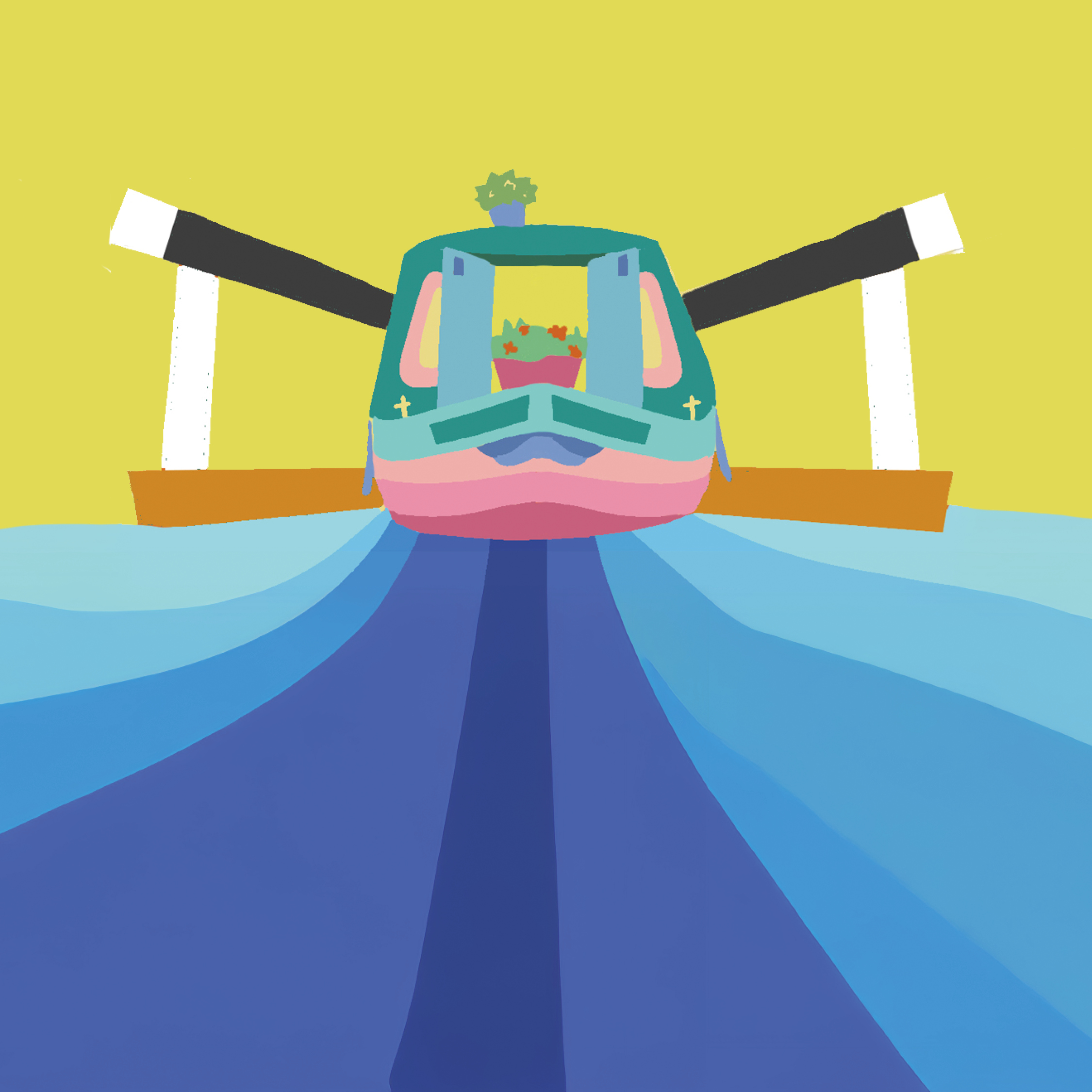 Illustrative artwork of a canal boat